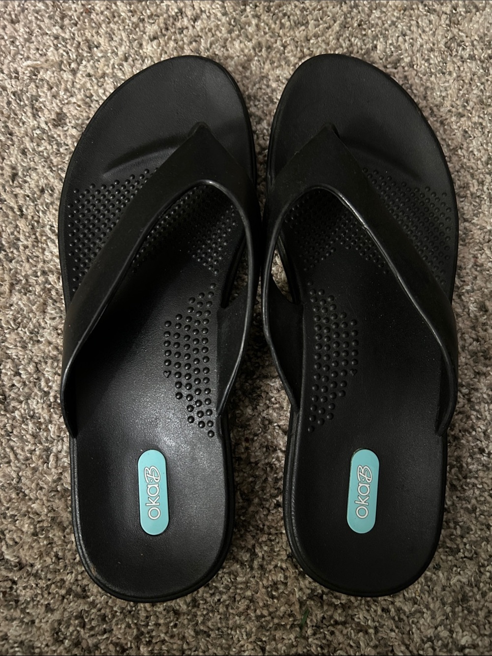 OKA b. Black Women's Comfort Flip Flop Sandals. Size Large, minimal wear